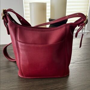 Vintage Coach Red Leather Shoulder Bag 2000